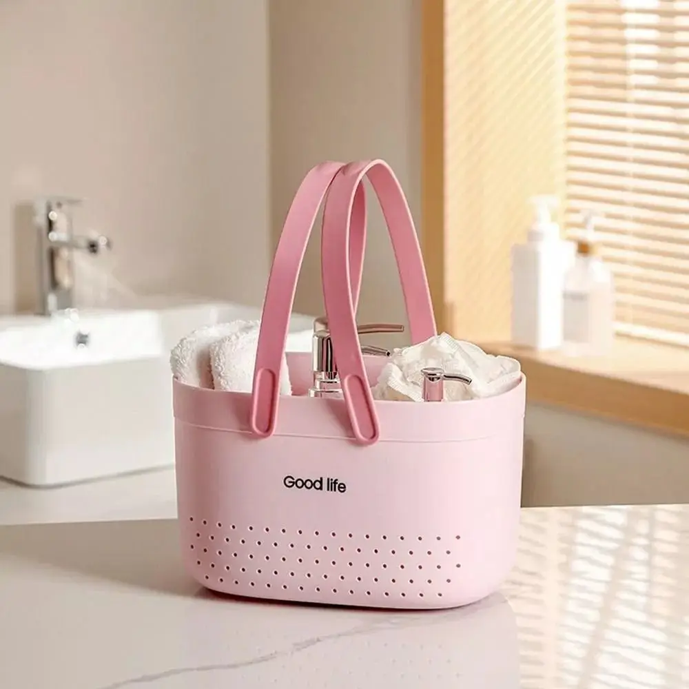 Plastic Wash Basket Large Capacity Silicone Handheld Sundries Storage Basket Portable Space Saving Bath for shower caddy basket