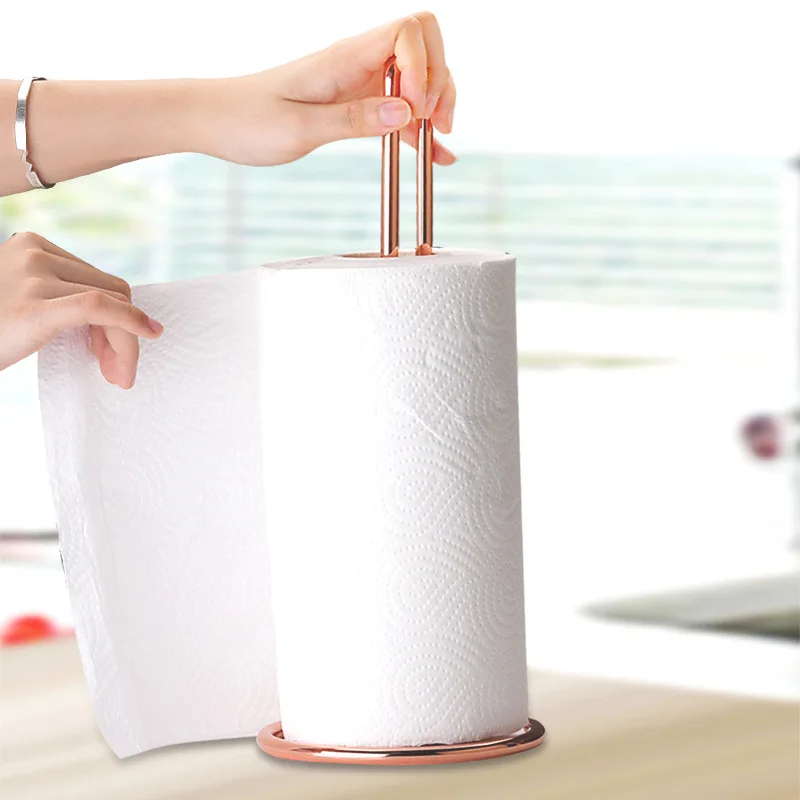 Description Picture 3 of itemStainless Steel Kitchen Roll Paper Towel Holder Bathroom Tissue Stand Dining Table Vertical Napkins Rack Kitchen Storage Shelf