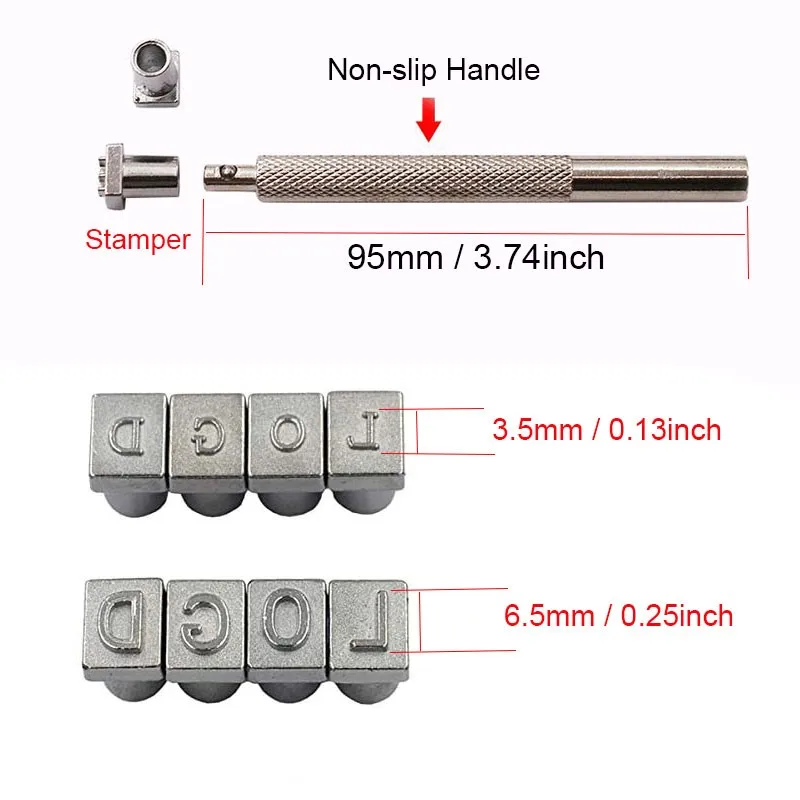 Leather Stamping Tools 36Pcs Steel Alphabet Letter Number Stamp Punch Set 3.5mm/6.5mm for DIY Leather Craft