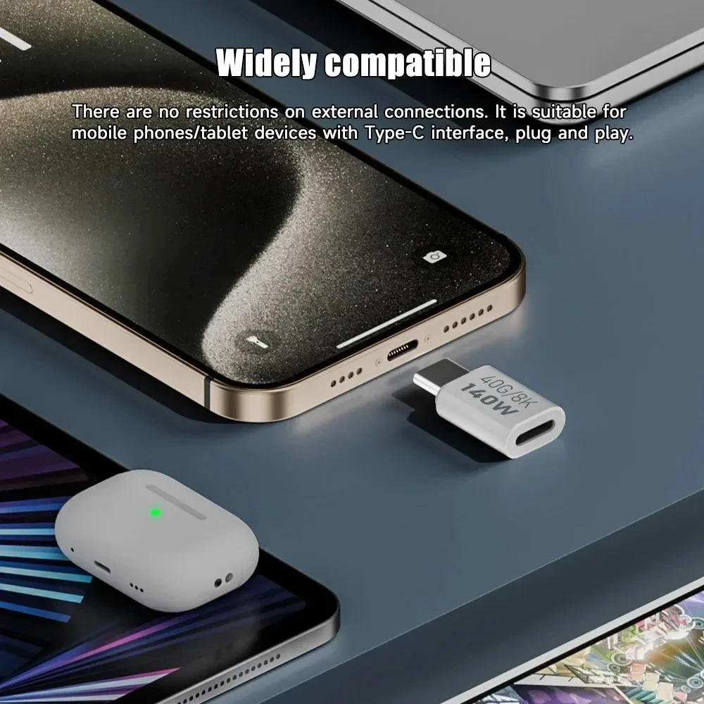 USB 4.0 PD 140W USB-C to USB-C 40Gbps 8K@60Hz OTG Fast Charging Adapter Converter For MacBook iPad Pro Samsung Xiaomi Data Sync