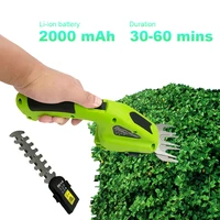 Cordless Grass Shear 7.2V 2 in 1 Cordless Electric Hedge Trimmer 2000mAh Battery Handheld Hedge Trimmer Grass Weeding Mower Tool 1