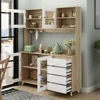 Kitchen Pantry Storage Cabinet, Shelves & Drawers, Modern Sideboard Buffet Cabinet, Wood Kitchen Cupboard with Hutch and Hooks 2