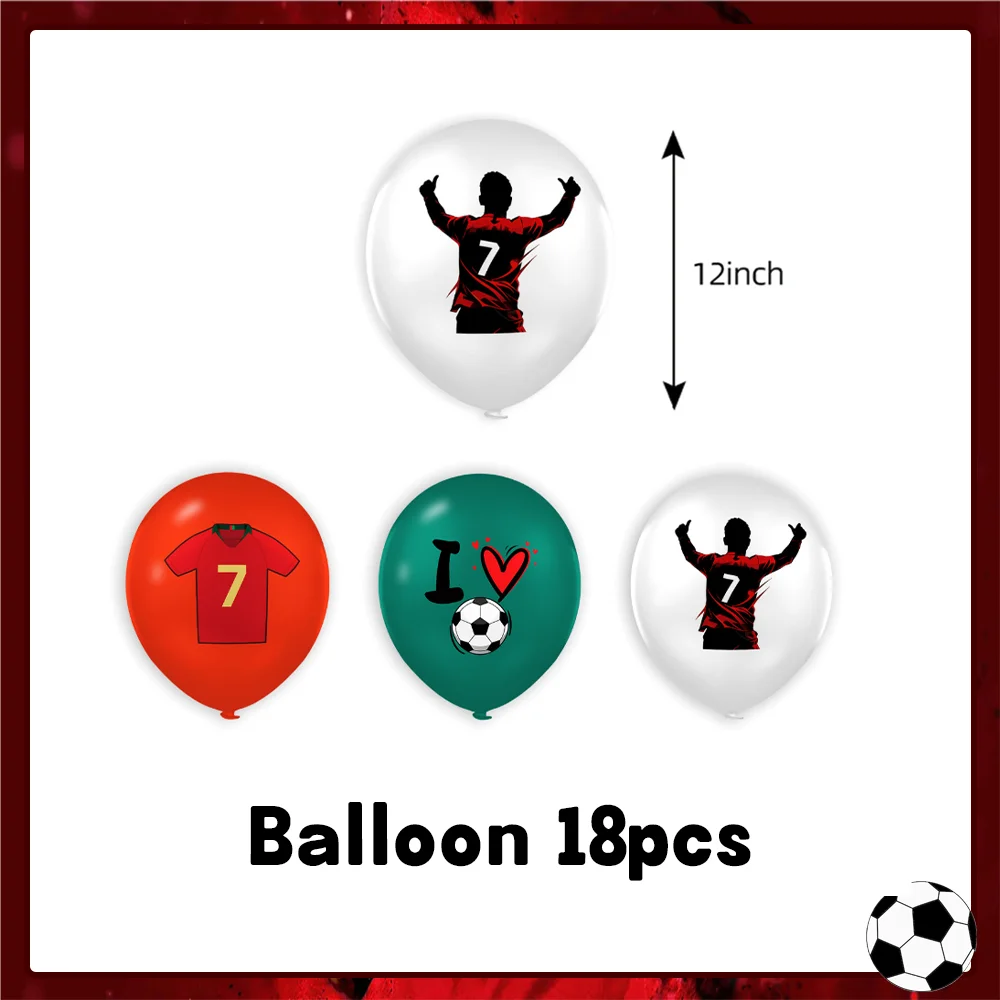 Fußballspieler-Thema, Fans, Partydekoration, Geschirr, Fußballstar Nr. 7, Ballon, Teller, Tasse, Hintergrund, Banner, Schlüsselanhänger, Geschenke für Jungen, su – Detail 9