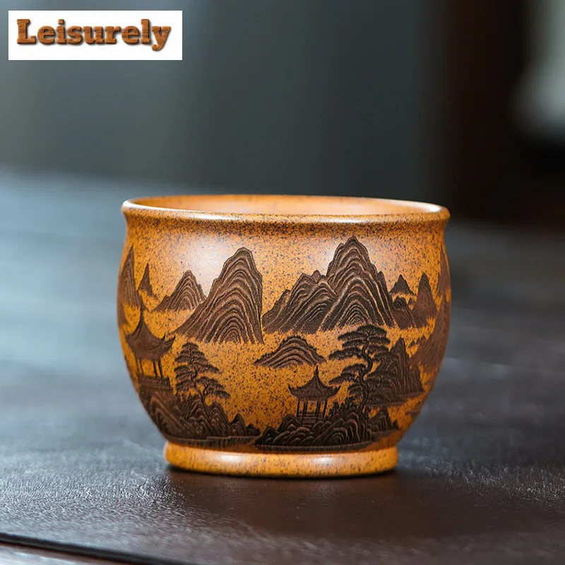 225ml Yixing Zisha Wood-fired Porcelain Both Fish Teacup Elegant Tea Bowl Jug Tea-tasting Fragrance Cup Jianzhan Master Cups