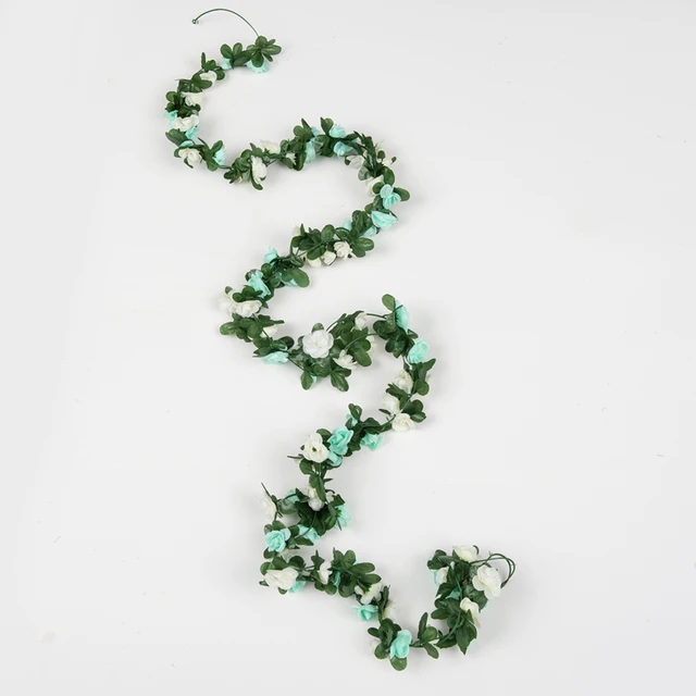 250CM Rose Artificial Flowers Christmas Garland for Wedding Home Room Decoration Spring Autumn Garden Arch DIY Fake Plant Vine Blue