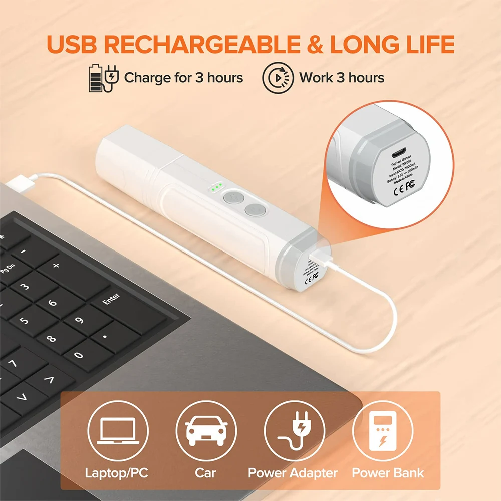 Electric Dog Nail Clippers For Dog Nail Grinder USB Charging Pet Trimmer Quiet Cat Dogs Paws Grooming Tools Cat Claw Cutter