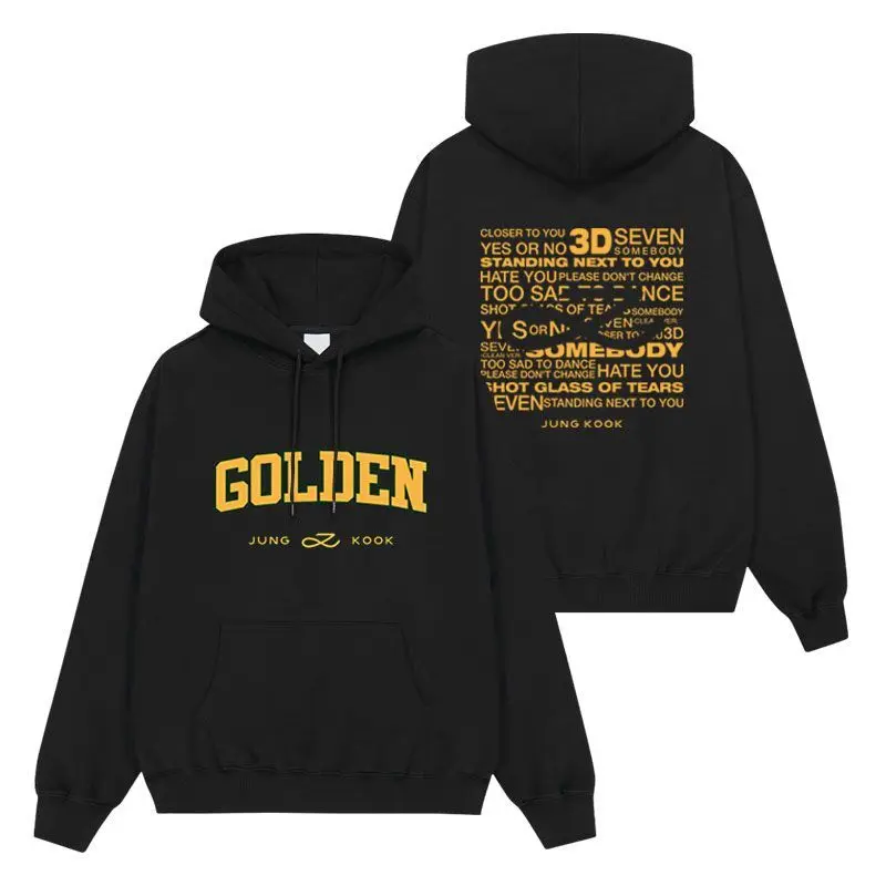 Sudadera con capucha de algodon para hombre y mujer ropa de calle Unisex de gran tamano con estampado alrededor de la misma manga larga JK GOLDEN