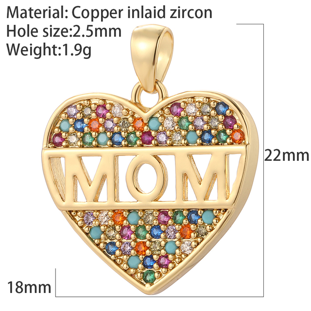 Family Gilr Boy Letter Charm for Jewelry Making Supplies Real Gold Plated CZ Dangle Diy Earring Necklace mama pendant