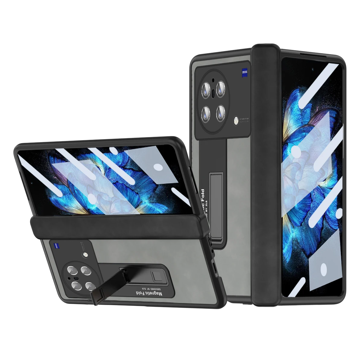 Magnetic Hinge Folding Case For VIVO X Fold High-end Business Nappa Stripe Holster For VIVO X Fold With Hidden Bracket