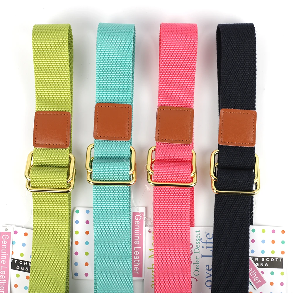 Adjustable All-Match Nylon Fluorescent Canvas Belt Fashion Jeans Decoration Belt Steel Buckle Elastic Solid Color Long Waistband