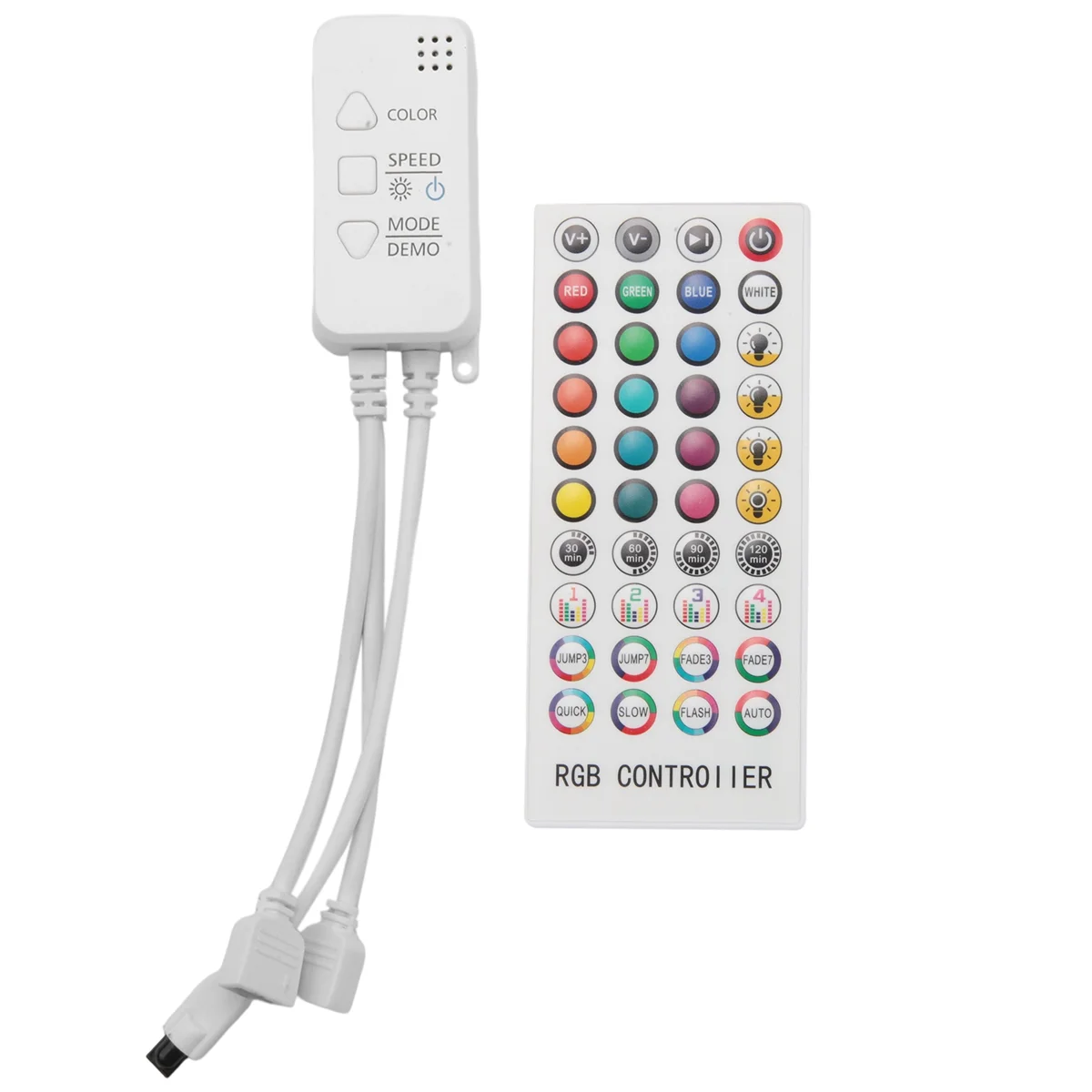 

Music Bluetooth Controller RGB Controller DC12V 40Key IR Remote Controller for 2835 5050 RGB LED Strip Lights(Double)
