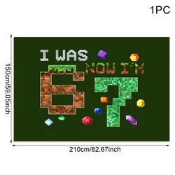 Pixel Game Birthday Party Photo Backdrop - Level Up: Game On at 7 Birthday Decoration (210cm)
