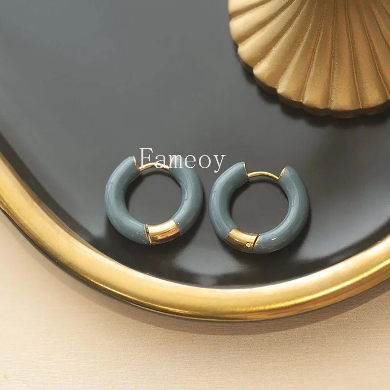 2024 Fashion New Retro Style Drop Glazed Round Women's Earrings