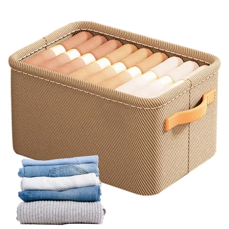 

Folding Wardrobe Storage Box Cotton and Linen Folding Storage Bins with Handle Large Capacity Dustproof Soft Closet Organizer