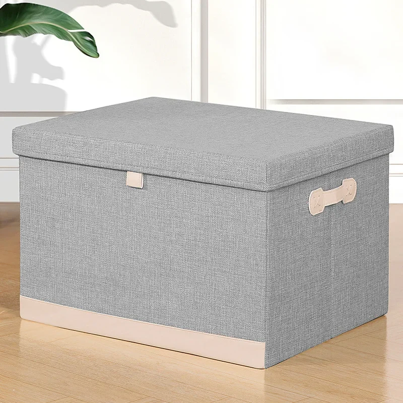 FJVJBNN Caja De Almacenamiento Plegable De Tela De Lino De Algodón Grande Para Organizador De Juguetes Con Tapas, Cesta De Almacenamiento Para Lavandería (color Amarillo Claro