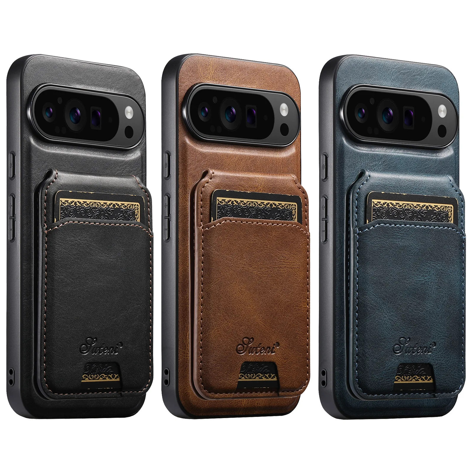 Magnetic Detachable Leather Wallet Case with Shockproof Kickstand and Card Holder