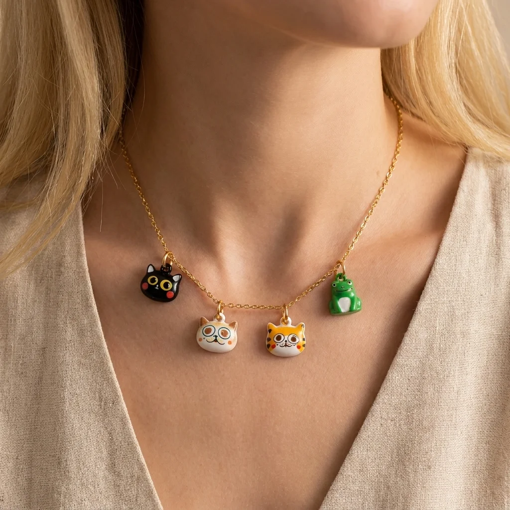 3 Stück Modische Einfache Beliebte Tier-Serie Kätzchen Rotes Pferd Biene DIY Anhänger Charms für Schmuck