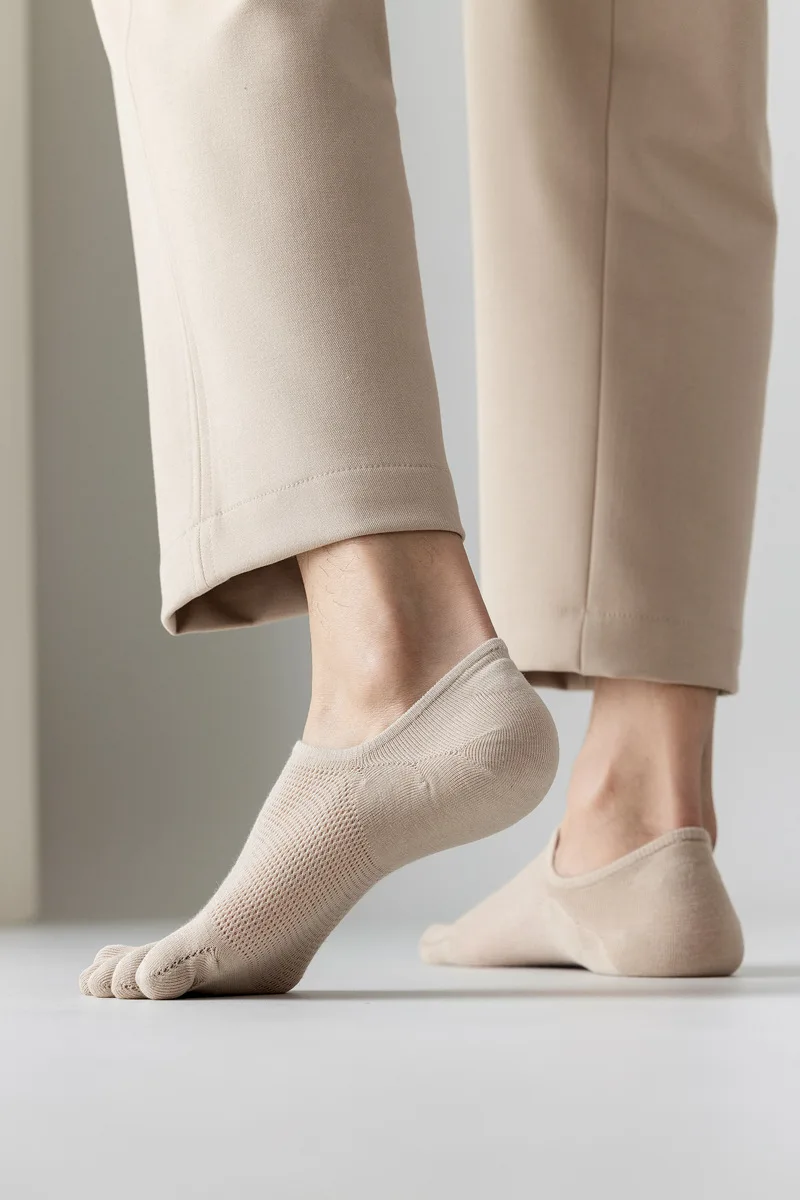 3 Paar Herrenmode offene Zehen schweiß absorbierende Boots socken Baumwolle atmungsaktive unsichtbare Knöchel kurze Socken elastische Mann Fingers ocken – Detail 7