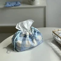 Blue Striped Drawstring Tissue Bag Storage Bag Napkin Paper Case Home Organizer Nordic Decoration Accessories For Livingroom 1
