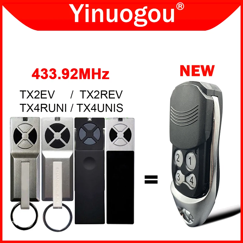   TX4RUNI TX4UNIS TX2EV TX2REV 리모컨 차고 문짝 오프너, 433MHz 롤링 코드 차고 게이트 휴대용 송신기 