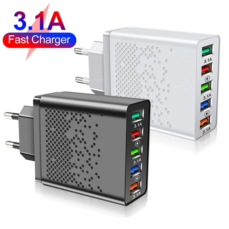 3.1A Adattatore Per Caricabatterie Usb A 5 Porte Ricarica Rapida Per Telefono Cellulare Per Smartphone Iphone 13 12 Samsung Xiaomi Tablet Usb Chargeur