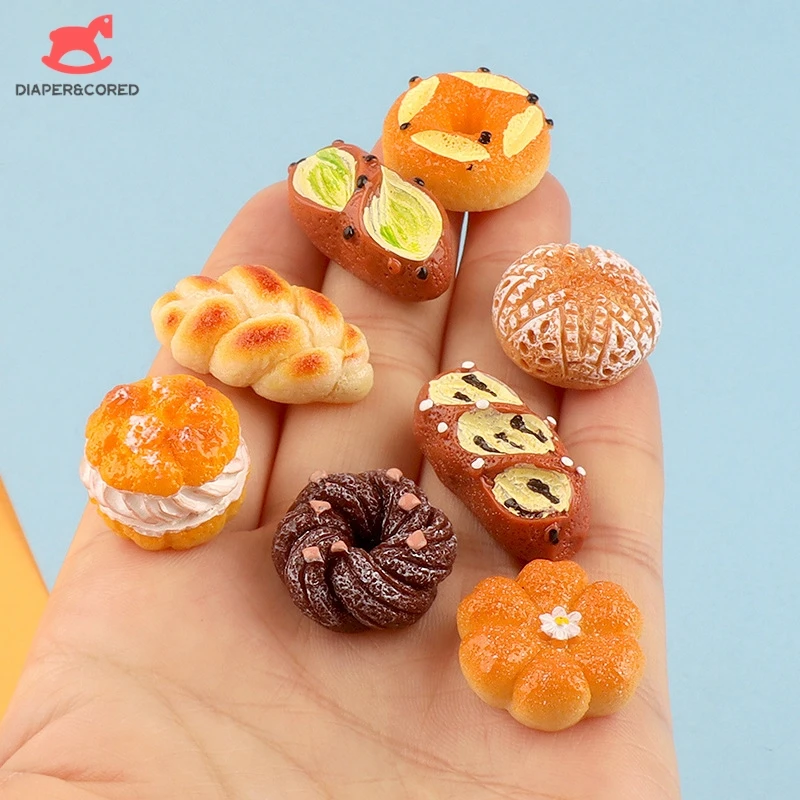 

1set 1/12 Dollhouse Simulation Bread Dessert Set Dolls House Mini Kitchen Food Decor Pretend Play Accessories Toys