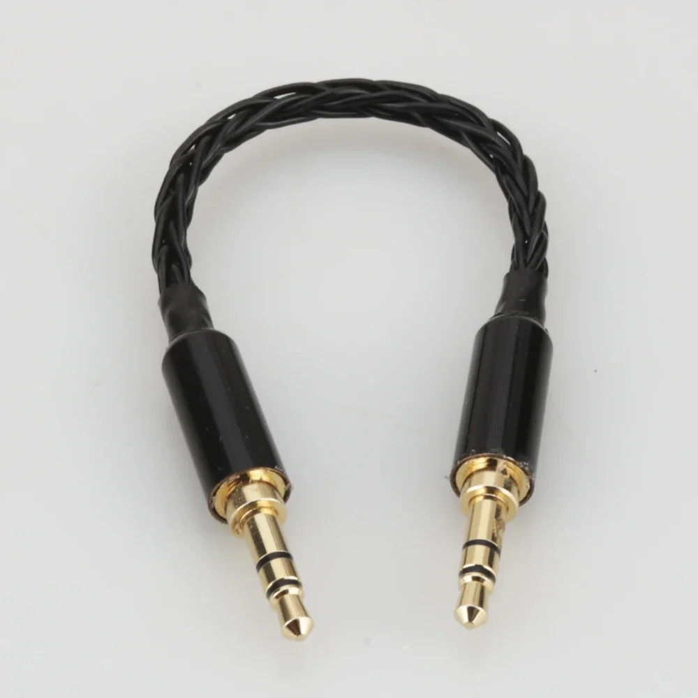 10cm Black Silver Plated 3.5mm Male to Male Stereo Audio Cable