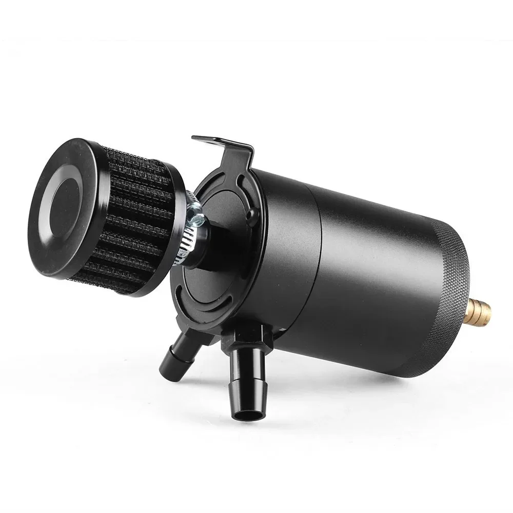 Universal Racing Baffled Oil Catch Can Tank 2-Port/ 3-Port Reservoir with Drain Valve Breather Cylinder Filter Kit Aluminum oil catch can