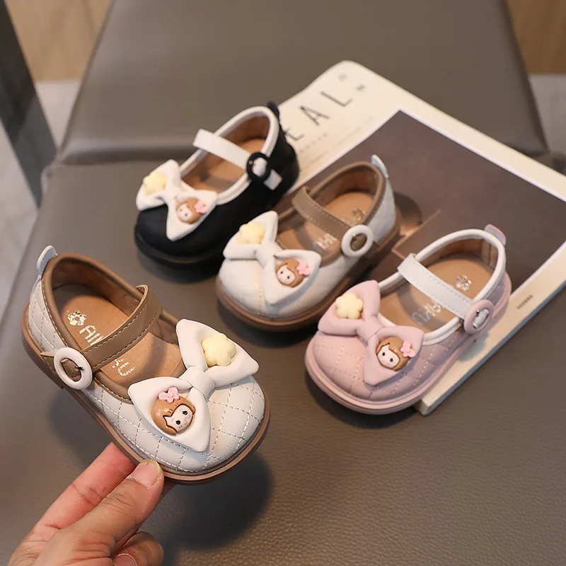 Fall 2023 New Baby Shoes Princess Shoes for Girls Soft Bottom Non-Slip Bow Leather Shoes Baby Toddler Shoes summer new baby baby shoes children coconut shoes boys breathable mesh single layer shoes girls toddler shoes