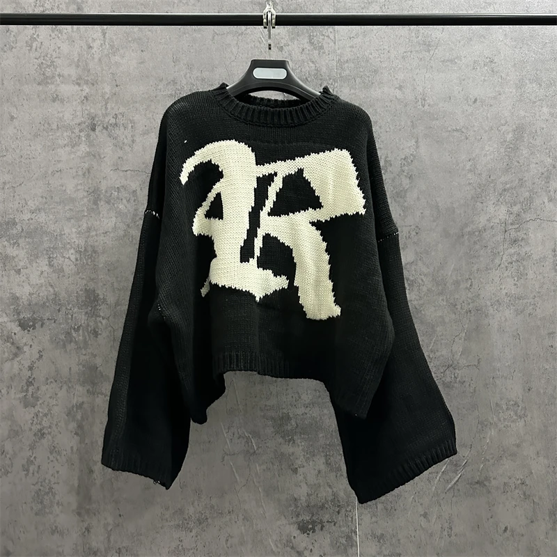 2023fw RAF SIMONS RS Sweater Men Women 1:1 Top Quality Round Neck Bat Shirt Sleeve Knit Sweatshirts