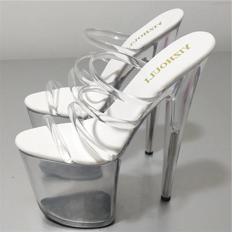 Summer 8 inch transparent shoes with high heels, sexy 20 cm heels, model banquet club with high stage dance shoes