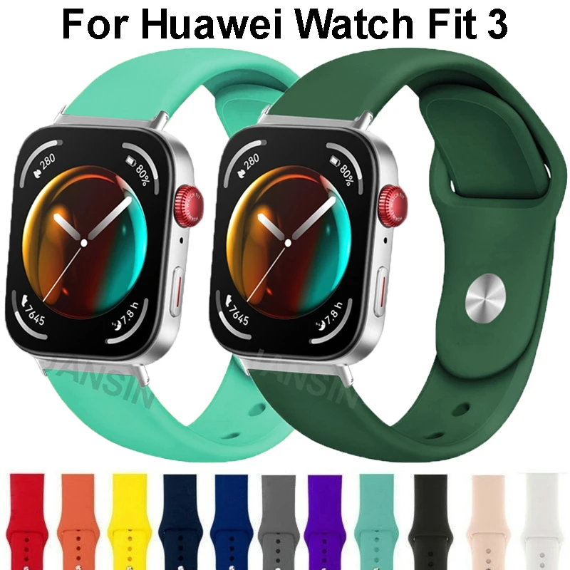 

Спортивный силиконовый ремешок для Huawei Watch Fit 3, сменный ремешок, цветной ремешок для наручных часов, браслет для Huawei Watch Fit3 Correa