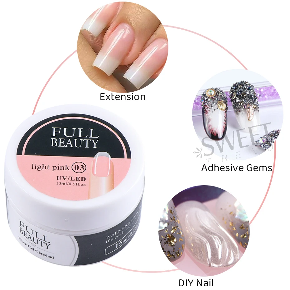 15ml Extension Jelly Nail Gel Kit Nude Pink Acrylic Hard Gel Polish Finger Construction Complete Tools French Form Manicure 1800 4