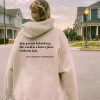 Dear Person Behind Me Hoodie Positivity Sweatshirt Words on Back Hoodie Self Love Shirt Aesthetic Long Sleeves Sweatshirt 2