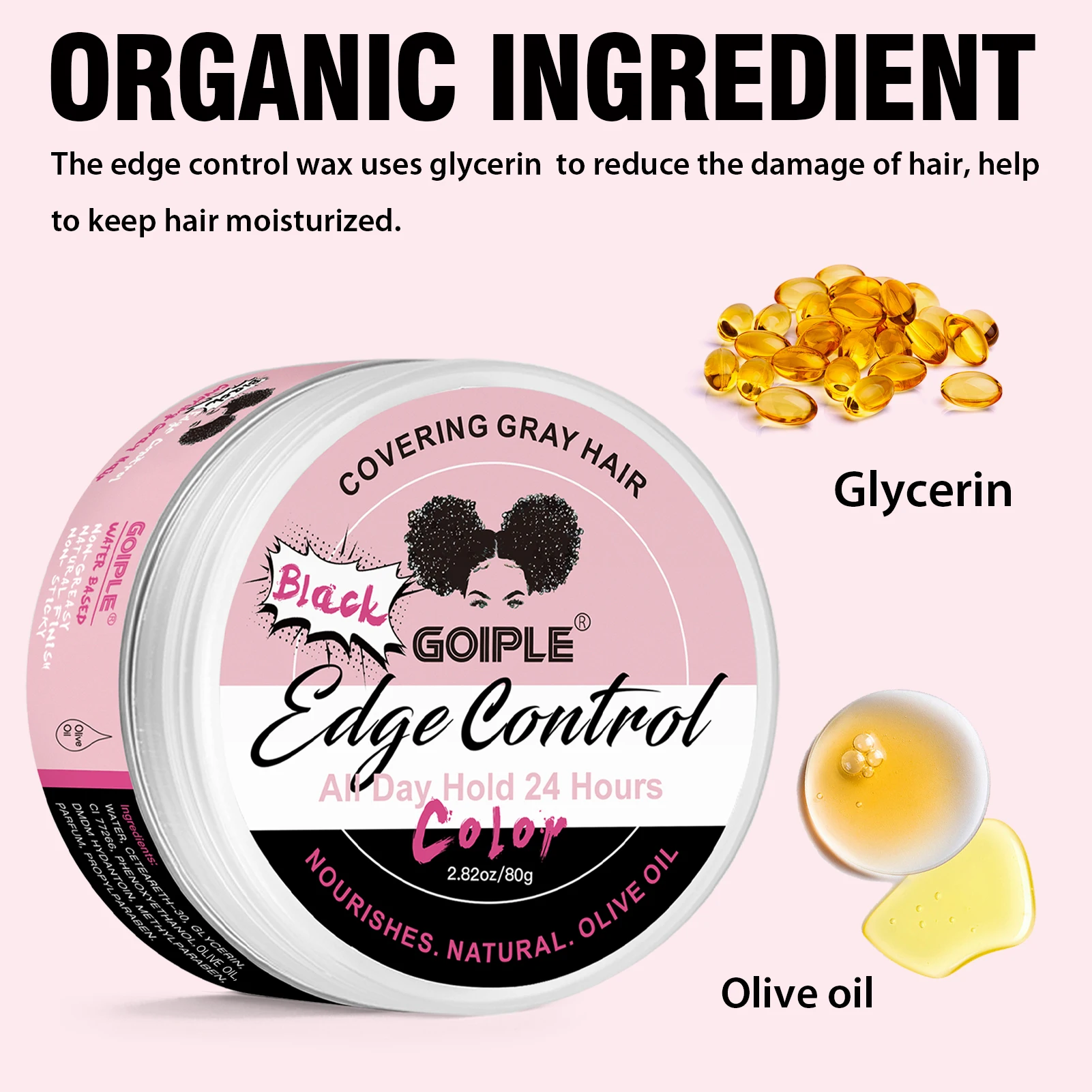 GOIPLE Edge Control Gel for Covering Gray Hair Filling In Thin Areas Black Styling Wax Strong Hold Broken Hair Finishing Pomade 6