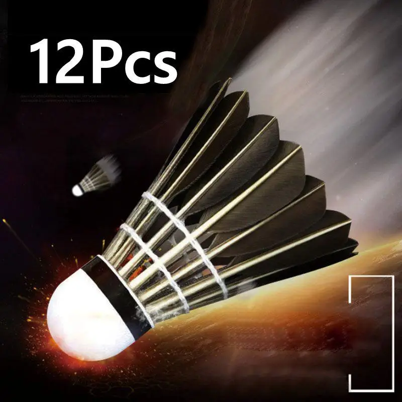 12pcs/set Professional Badminton Shuttlecock Black Goose Feather Badminton Shuttlecock Training Sport Speed 76 77 Badminton Ball