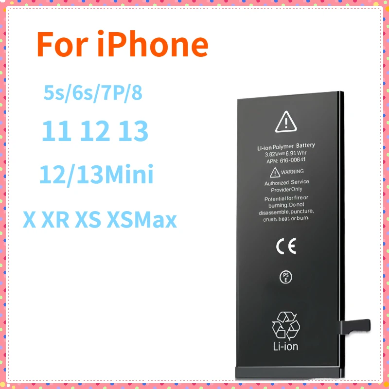 Replacement Bateria for IPhone 5S 6 6S 7 8 Plus X XR XS Max 11 12 13 Pro Max Mini  Mobile Phone Battery 6300mAh