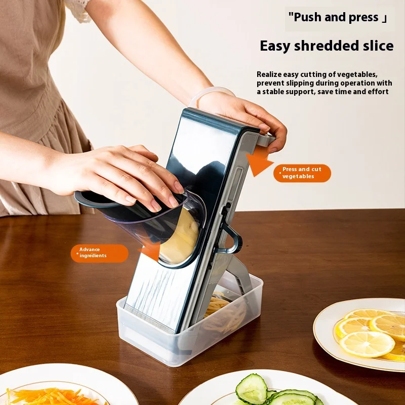 Vegetable Meat Cutter Carrot Potato Slicing Dicing Labor Saving Grinding Machine Kitchen Gadget Vegetable Cutter with Container