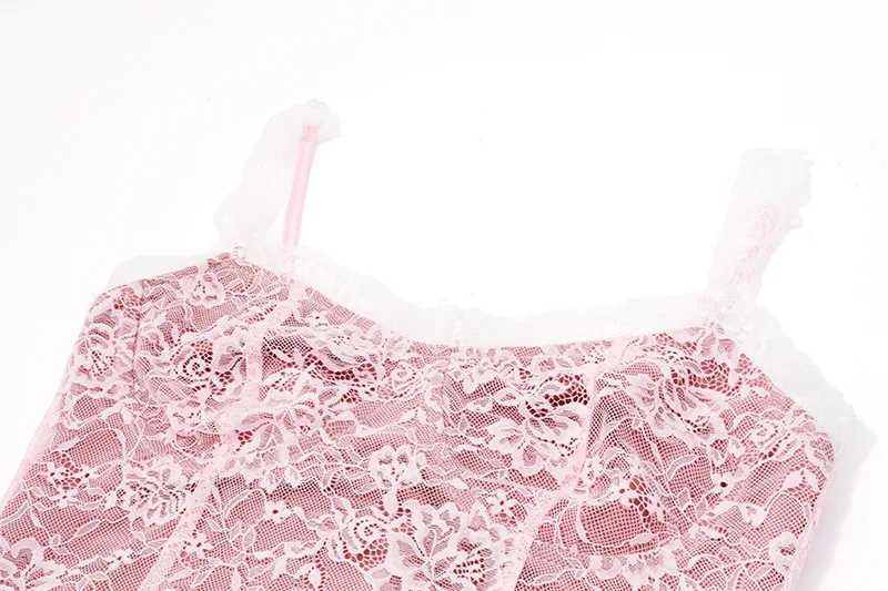 JULISSA MO Sexy See Through Lace Women Dress Pink Flare Sleeve Print Floral Dress Female Autumn New Elegant Two Piece Sets 2025