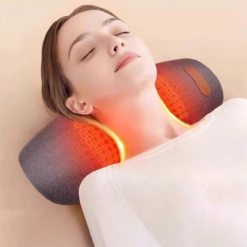 Electric Neck Massage Pillow Heating Vibration Orthopedic Contour Pillow Shiatsu Kneading Protect Cervical Vertebra Help Sleep