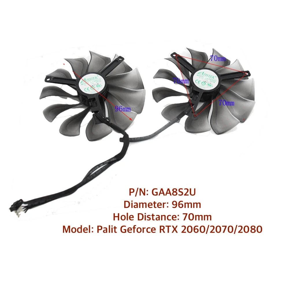 Computador Placa de Vídeo Gráfica Gpu Ventilador de Refrigeração para Emtek Palit Geforce Rtx 2060 2070 2080 Vga Refrigerador Ventilador Radiador Novo 96 mm Gaa8s2u - Imagem 2