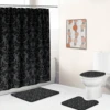 4pcs Waterproof Durable Baroque Style Background Multipurpose Decorative Shower Curtain With 12 Hooks, For All Scenarios 3