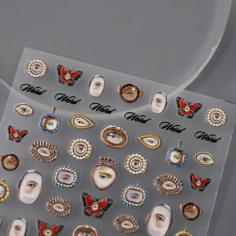 

1pcs 5D Embossed Halloween Lover's Eye Design Nail Art Sticker Relief Self Adhesive Transfer Slider DIY Nail Decorations Decals