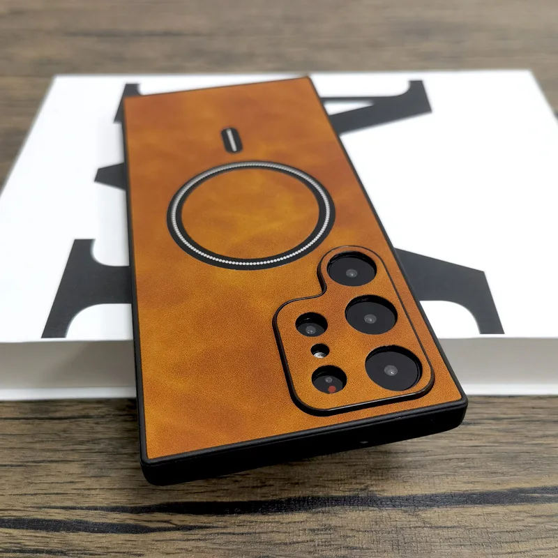 Premium PU Leather Magnetic Cover with MagSafe - Soft Matte Shockproof Shell
