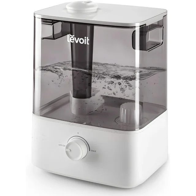 Ultrasonic Top Fill Humidifier, Large 6L Tank Last 60-Hour, Super Quiet, 360° Rotation Nozzle, Knob Control, Auto Shut Off, Gray 1
