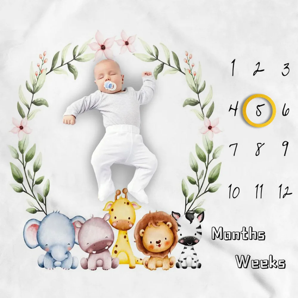 Tapestry Decorations Cartoon Pattern Infant Baby Milestone Photo Props Background Tapestry Play Mats Backdrop Cloth Calendar Photo Accessories Nordic, tapestry decorations
