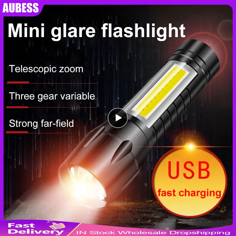 

Mini USB Charging LED Flashlight High Power Portable Strong Light Zoom Torch Outdoor Camping Lamp Lantern Waterproof Flashlights