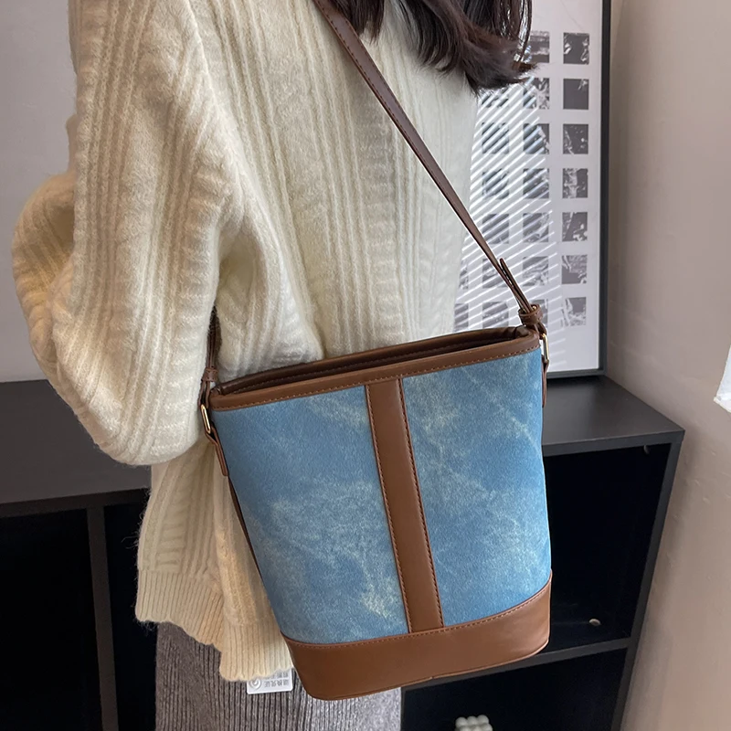 

High Quality Women Small Canvas Handbags Bucket Bags Fashion Ladies Shoulder Travel Bags Casual Female Crossbody Bags for Women