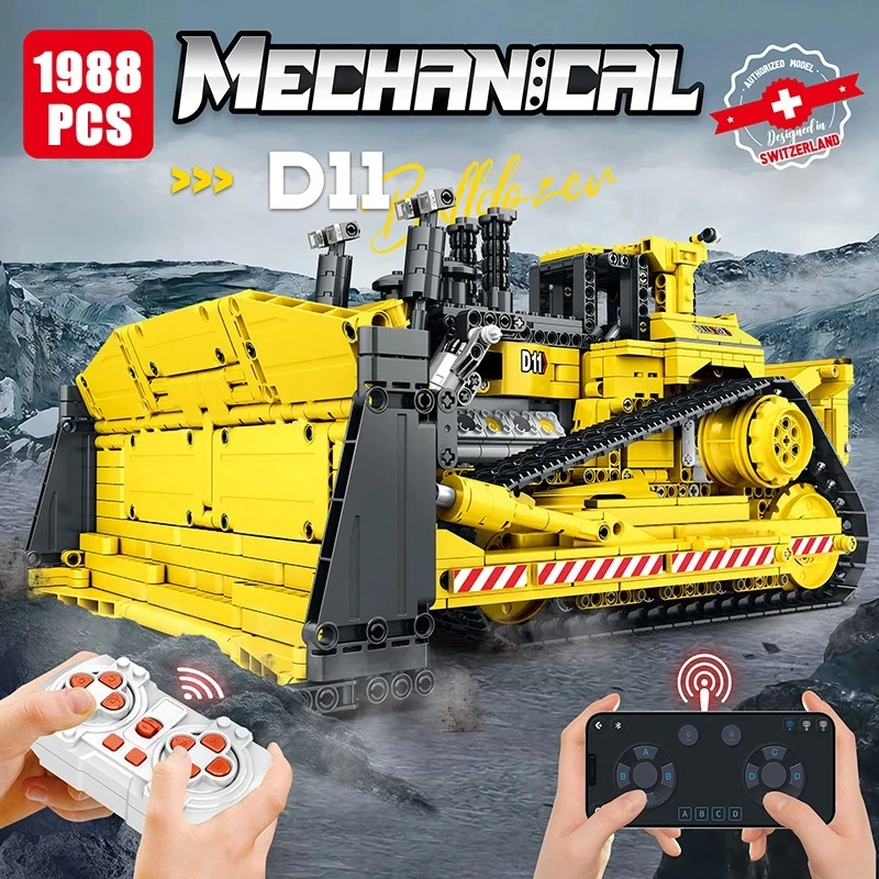 

NEW Remote Control Mechanical Bulldozer Building Blocks Model RC Technical Truck MOC Engineering Vehicle Bricks Big Car Toy Boys