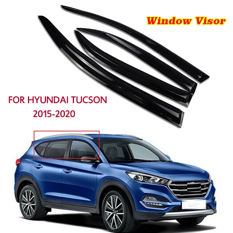 Awnings Shelters For Hyundai Tucson 2015-Side Window Visor Rain Sun Smoke Guard Deflector Vent Shade